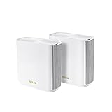 ASUS ZenWiFi Whole-Home Tri-Band Mesh WiFi 6E System (ET8 2PK), Coverage up to 5,500 sq.ft & 6+Rooms, 6600Mbps, New 6GHz Band, AiMesh,Instant Guard