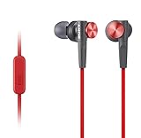 Sony MDRXB50AP Extra Bass Earbud Headphones/Headset with Mic for Phone Call, Red