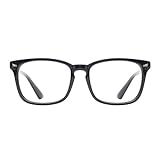 TIJN Blue Light Blocking Glasses for Women Men Clear Frame Square Nerd Eyeglasses Anti Blue Ray Computer Screen Glasses