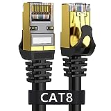 Cat 8 Ethernet Cable 50 ft Shielded, Indoor&Outdoor, Heavy Duty High Speed Direct Burial 26AWG Cat8 Network Wire, 40Gbps 2000Mhz SFTP Patch Cord, In Wall&Weatherproof RJ45 Cable for Router/Modem/Xbox