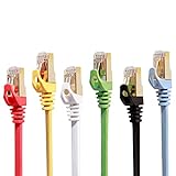 Cat 7 Shielded Ethernet Cable 5 ft 6 Pack (Highest Speed Cable) Cat7 Flat Ethernet Patch Cables - Internet Cable for Modem, Router, LAN, Computer - Compatible with Cat 5e，Cat 6 Network