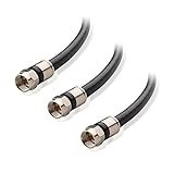 Cable Matters 3-Pack RG6 Cable CL2 in-Wall Rated (CM) Quad Shielded Coaxial Cable 10 ft, RG6 Coax Cable Cord for TV, Digital Router, Satellite Receiver and More, in Black