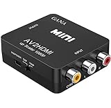 GANA RCA to HDMI, 1080P Mini RCA Composite CVBS AV to HDMI Video Audio Converter Adapter Supporting PAL/NTSC with USB Charge Cable for PC Laptop Xbox PS4 PS3 TV STB VHS VCR Camera DVD (Black)