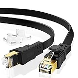 Cat 8 Ethernet Cable, Gigabit High Speed Gaming Shielded Network Cord, 10 FT Short Flat Cat8 Lan Wire with Clips and Gold Plated RJ45 Connector for PS5, PS4, Xbox, Router, Streaming, Outdoor&Indoor