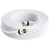 Postta Digital Coaxial Cable(30 Feet) Quad Shielded White RG6 Cable with F-Male Connectors