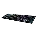 Logitech G915 LIGHTSPEED RGB Mechanical Gaming Keyboard, Low Profile GL Clicky Key Switch, LIGHTSYNC RGB, Advanced LIGHTSPEED Wireless and Bluetooth Support - Clicky,Black