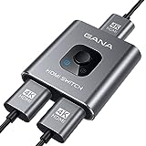 HDMI Switch 4k@60hz Splitter, GANA Aluminum Bidirectional HDMI Switcher 2 in 1 Out, Manual HDMI Hub Supports HD Compatible with Xbox PS5/4/3 Blu-Ray Player Fire Stick Roku(1 Display at a Time)