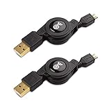 Cable Matters 2-Pack Retractable Micro USB Cable - 2.5 Feet