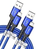 JSAUX Micro USB Cable Android Charger, (2-Pack 6.6FT) Nylon Braided Cord Compatible with Galaxy S7 S6 J7 Edge Note 5, Kindle. MP3 and More-Blue