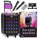 KaraoKing Karaoke Machine for Adults & Kids with 2 Wireless Microphones - Portable Bluetooth PA System Speaker with Subwoofer, Disco Ball, LED Lights, Phone/Tablet/Lyrics Display Holder, Remote (G100)