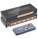 ROOFULL HDMI Switch 5 in 1 Out 4K@60Hz, 5 Port HDMI Switcher Selector with Remote, Support Auto-Switching Dolby Vision/Atmos HDR10 HDCP2.2 3D CEC, Compatible with PS5/4 Xbox Switch Roku TV Fire Stick