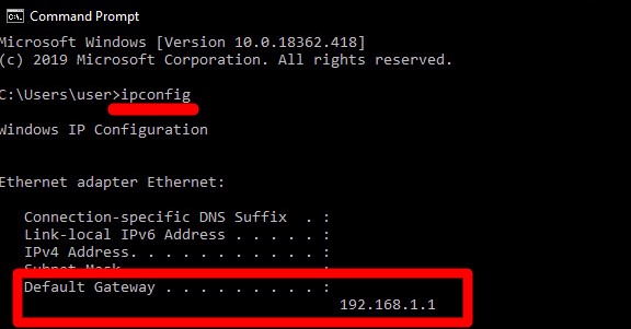 ipconfig command prompt