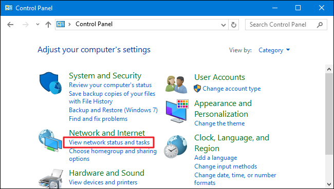 control panel view network status