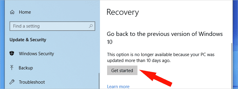 how to roll back windows 10 update k