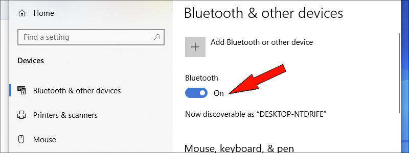 how to turn on bluetooth on windows 10 5