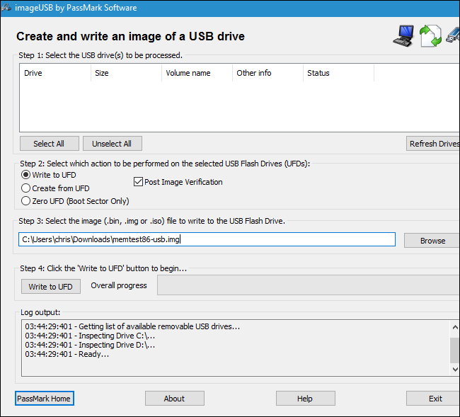 imageusb by passmark software