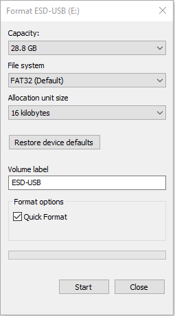 usb file system format