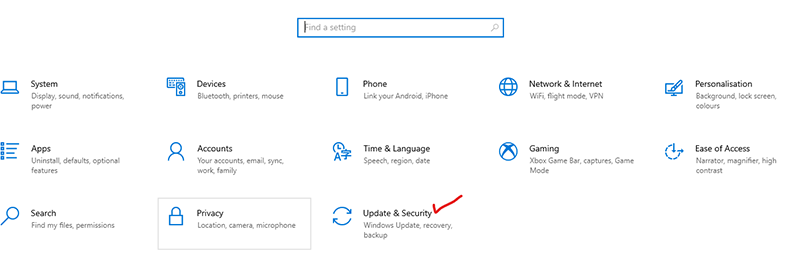windows 10 settings update security